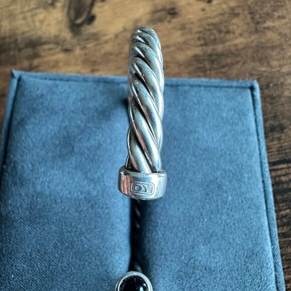 David Yurman Cable Cuff Bracelet w/ Sterling Silver & Black Onyx - Medium - Picture 12 of 16